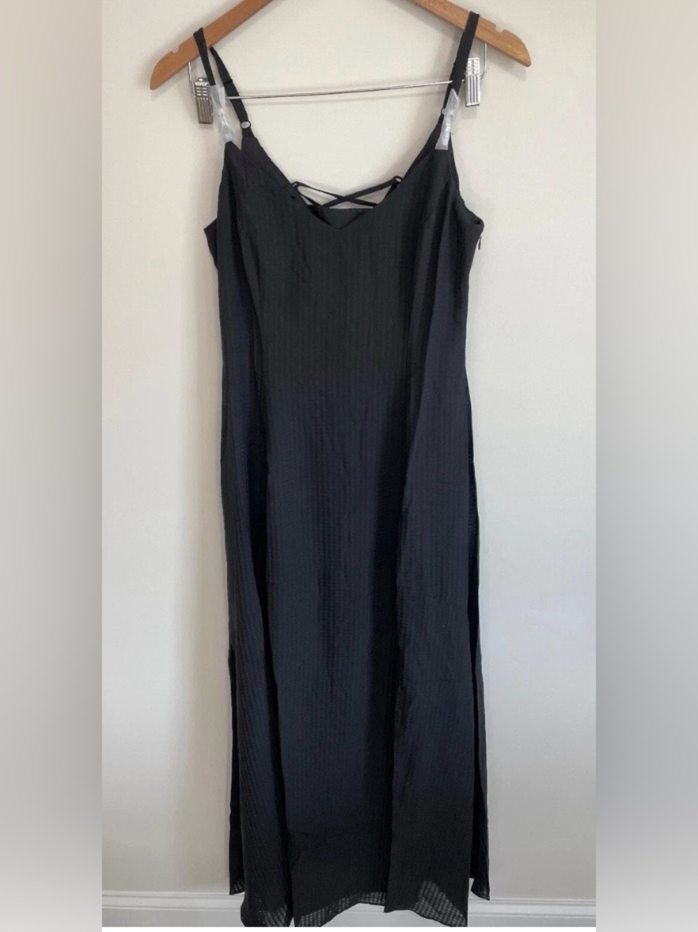 New White House Black Market Black Strappy Maxi Dress sz 6